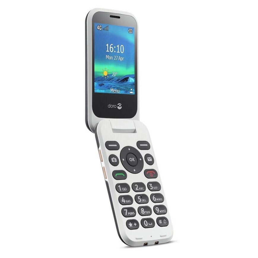 Doro 6880 Senior 4G Unlocked Flip Mobile with External display ` Charging Cradle